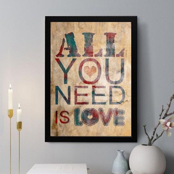 Imagem de Quadro Decorativo All You Need Is Love 33x24cm - com vidro