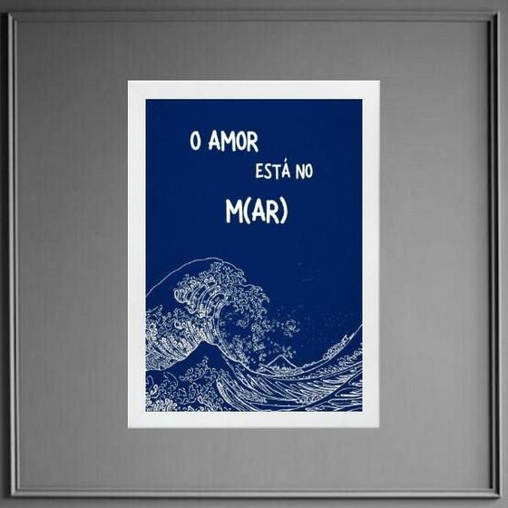 Imagem de Quadro Decorativo Amor Está No Mar 24X18Cm - Com Vidro