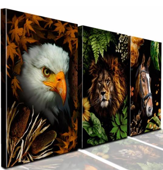 Imagem de Quadro decorativo Animais Aguia Leao Cavalo"