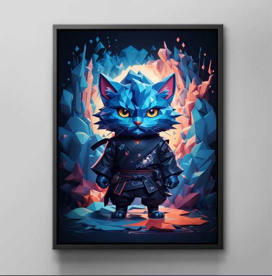 Imagem de Quadro Decorativo Animais Gato Ninja Infantil Moderno Decoração 