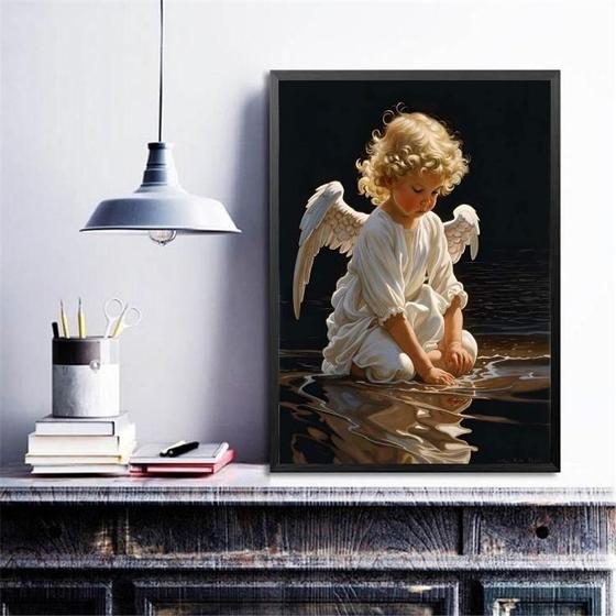 Imagem de Quadro Decorativo Anjo Criança 24X18Cm - Com Vidro