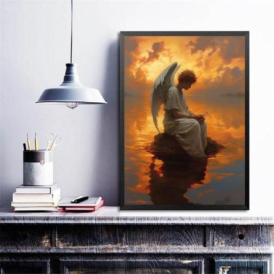 Imagem de Quadro Decorativo Anjo- Por Do Sol 33X24Cm - Com Vidro