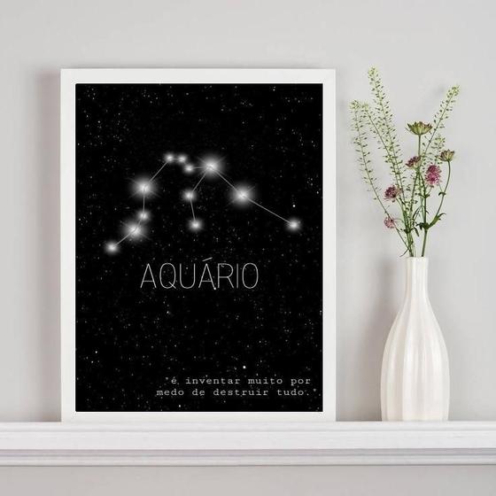 Imagem de Quadro Decorativo Aquário 45x34cm - Vidro e Moldura Branca