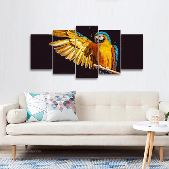 Imagem de Quadro decorativo Arara Amarela Aves Mosaico 125x60