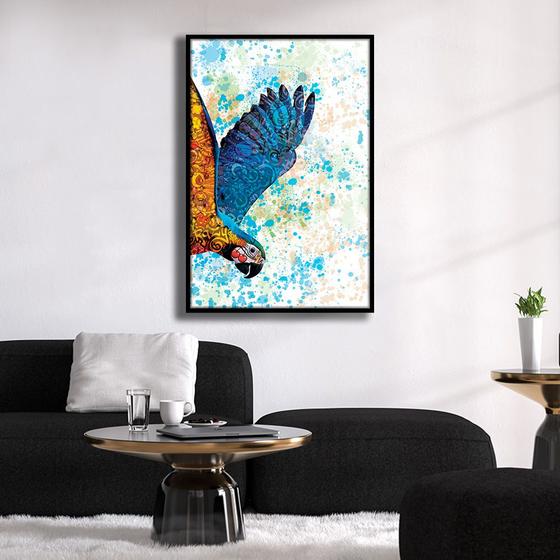 Imagem de Quadro Decorativo Arara Azul Moldura Alta  40x60