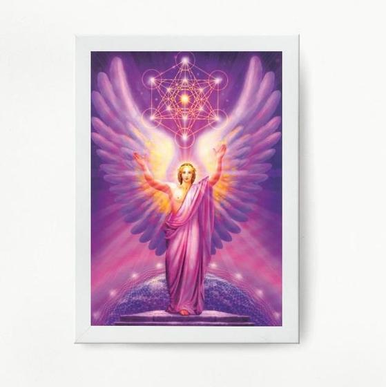 Imagem de Quadro Decorativo Arcanjo Metatron 45x34cm - Madeira Branca