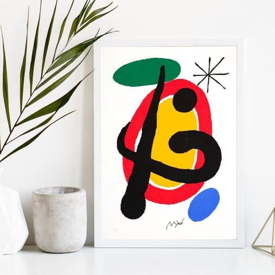 Imagem de Quadro Decorativo Arte Abstrata Miró 33x24cm - com vidro