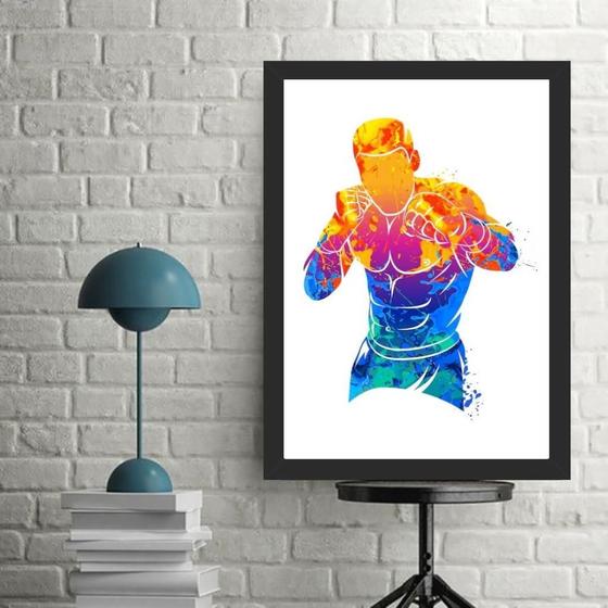 Imagem de Quadro Decorativo Arte Boxe - Boxeador 24X18Cm - Com Vidro