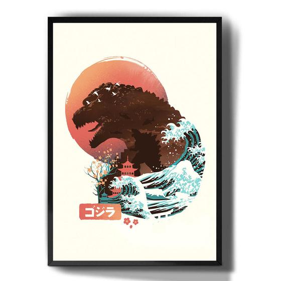 Imagem de Quadro Decorativo Arte Japonesa Godzilla Desenho