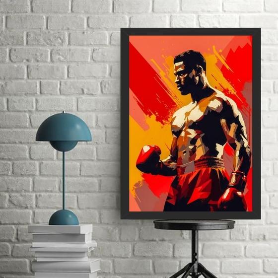 Imagem de Quadro Decorativo Arte Lutador De Boxe 33X24Cm - Com Vidro