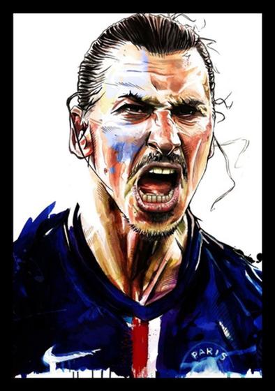 Imagem de Quadro Decorativo Arte Zlatan Ibrahimovic Futebol 42x29cm