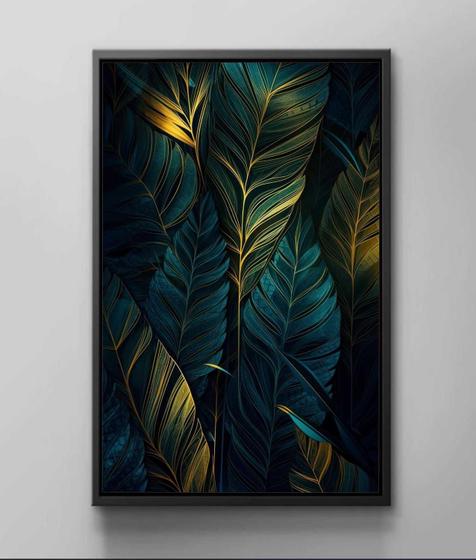 Imagem de Quadro Decorativo Árvore Abstrato Folhas Douradas Coloridas Paisagens Salas Tela Canvas Premium