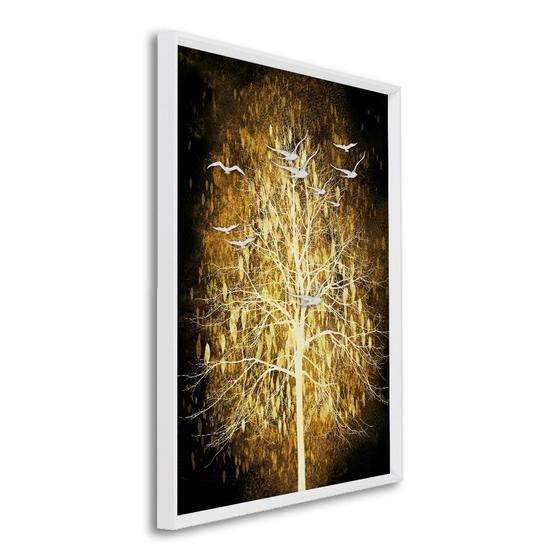 Imagem de Quadro Decorativo Árvore e Gaivotas com 1 Tela 50x75 60x90 e 80x120 de Parede para Sala Quarto Hall
