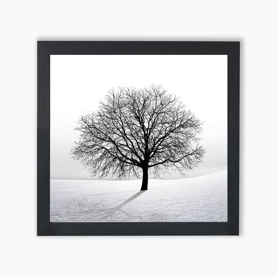 Imagem de Quadro Decorativo Árvore em Preto e Branco  Moldura Preta