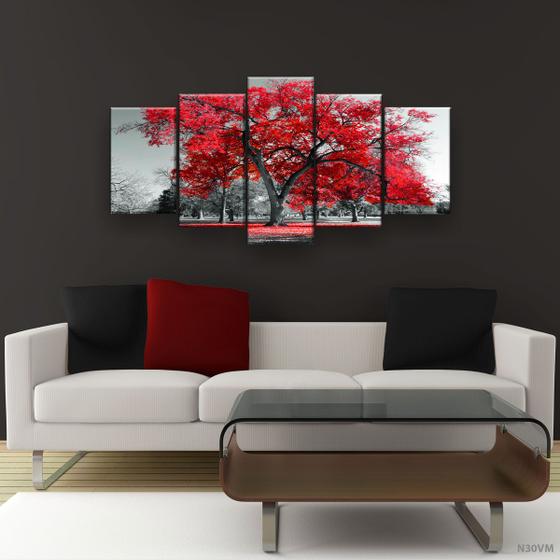 Imagem de Quadro Decorativo Árvore Grande Vermelha 129x61