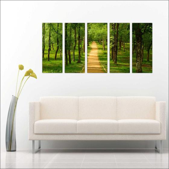 Imagem de Quadro Decorativo Árvores Estrada Rua Salas Decorar 5 Peças