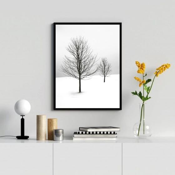 Imagem de Quadro Decorativo Árvores Na Neve 24x18cm - com vidro