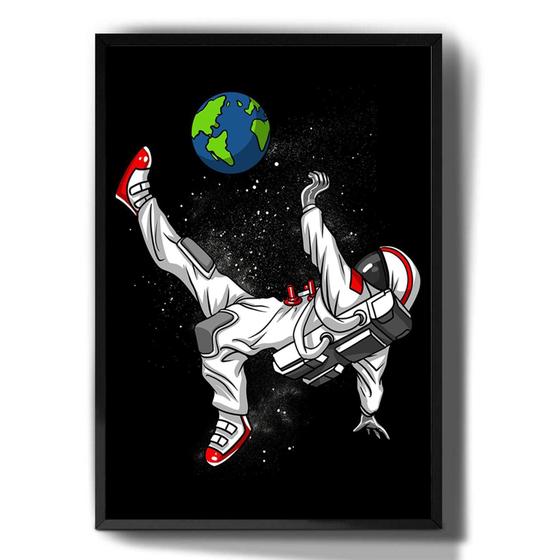 Imagem de Quadro Decorativo Astronauta Futebol Espaço Desenho