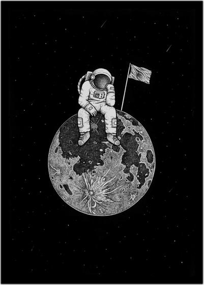 Imagem de Quadro Decorativo Astronauta NASA Humor Planetas Galáxias Lojas Salas Quartos Com Moldura RC036