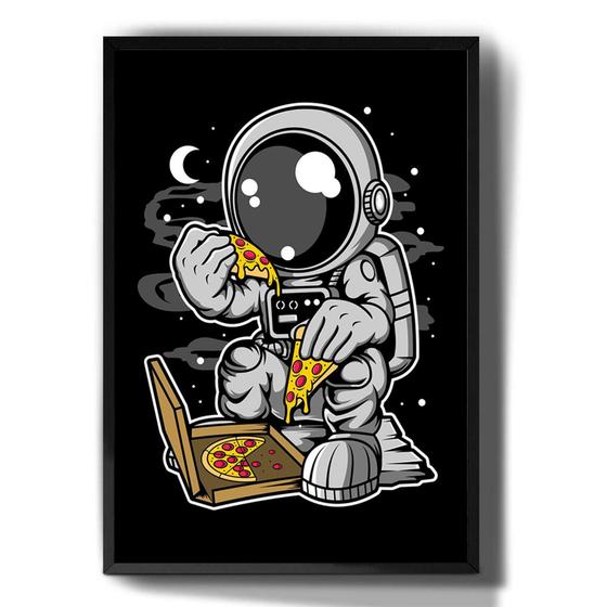 Imagem de Quadro Decorativo Astronauta Pizza Desenho Espaço