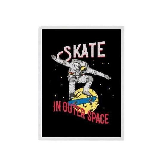 Imagem de Quadro Decorativo Astronauta Skate 33X24Cm - Madeira Preta