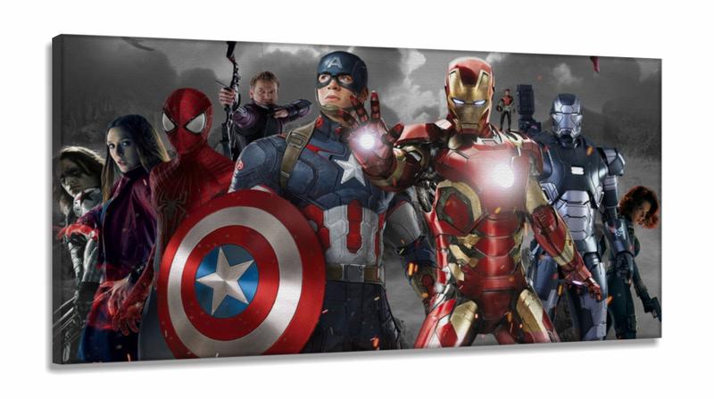 Imagem de Quadro Decorativo Avengers A em Tecido Canvas 130x60