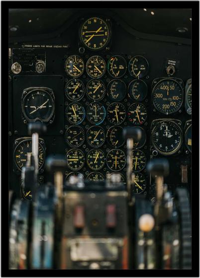 Imagem de Quadro Decorativo Avião Aeronave Cockpit Cabine Escritório Salas Quartos Com Moldura RC012