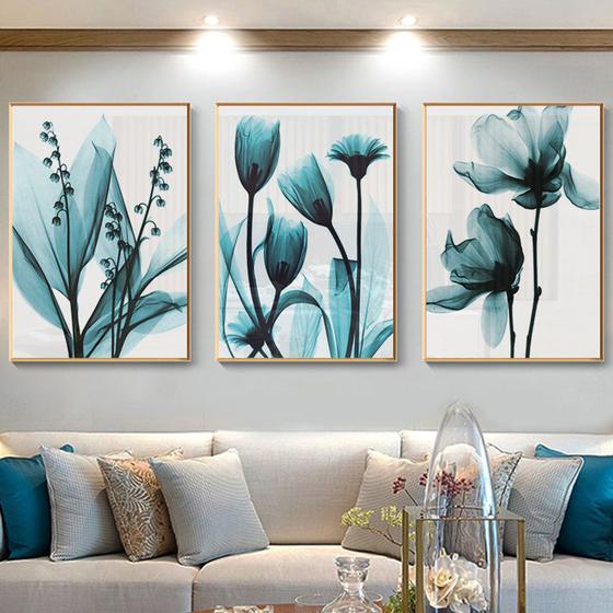 Quadro decorativo azul floral impressão da arte Menor preço em Quadro decorativo azul floral impressão da arte