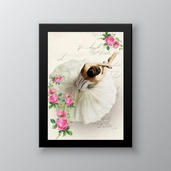 Imagem de Quadro Decorativo Bailarina Vintage 24x18cm