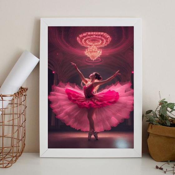 Imagem de Quadro Decorativo BailarinaPink 45x34cm - com vidro