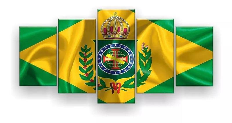 Imagem de Quadro Decorativo Bandeira Brasil Império 5pc 129x61