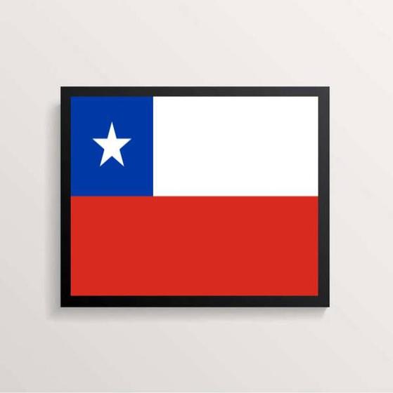 Imagem de Quadro Decorativo Bandeira Chile 24x18cm - com vidro