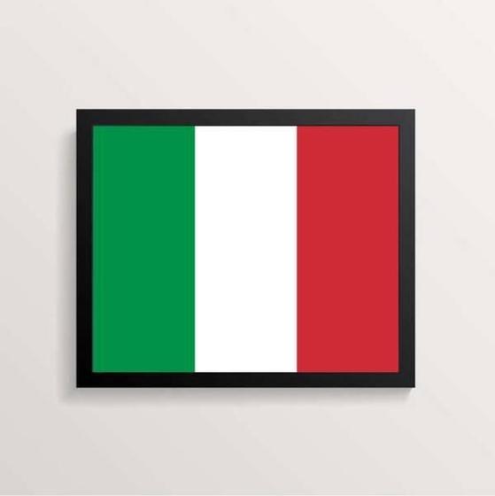 Imagem de Quadro Decorativo Bandeira Itália 33X24Cm - Com Vidro