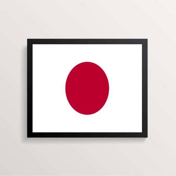 Imagem de Quadro Decorativo Bandeira Japão 33x24cm - com vidro