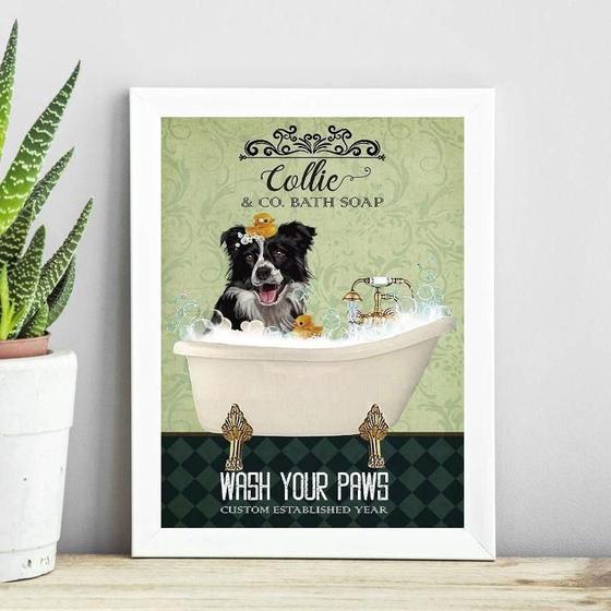 Imagem de Quadro Decorativo Banheiro Border Collie 24X18Cm