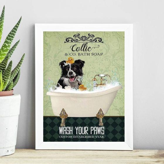 Imagem de Quadro Decorativo Banheiro Border Collie 45x34cm - com vidro