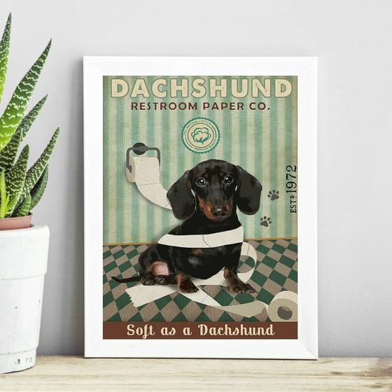 Imagem de Quadro Decorativo Banheiro Dachshund 24x18cm - com vidro