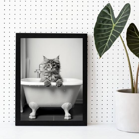 Imagem de Quadro Decorativo Banheiro- Gato Banheira 24x18cm
