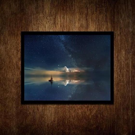 Imagem de Quadro Decorativo Barco A Deriva- Céu Estrelado 33X24Cm