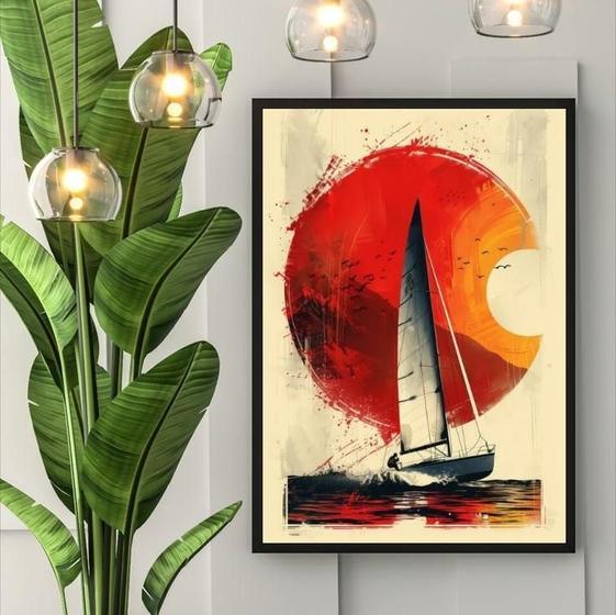 Imagem de Quadro Decorativo Barco A Vela 24X18Cm - Com Vidro