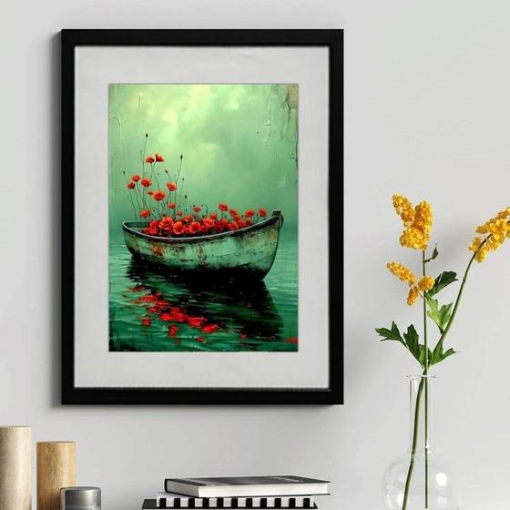 Imagem de Quadro Decorativo Barco de Flores 60x48cm