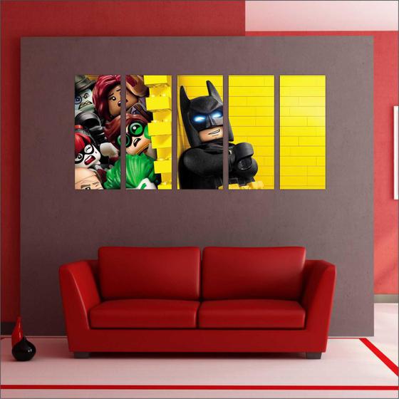 Imagem de Quadro Decorativo Batman Desenho Infantil Mosaico 5 Peças GG2