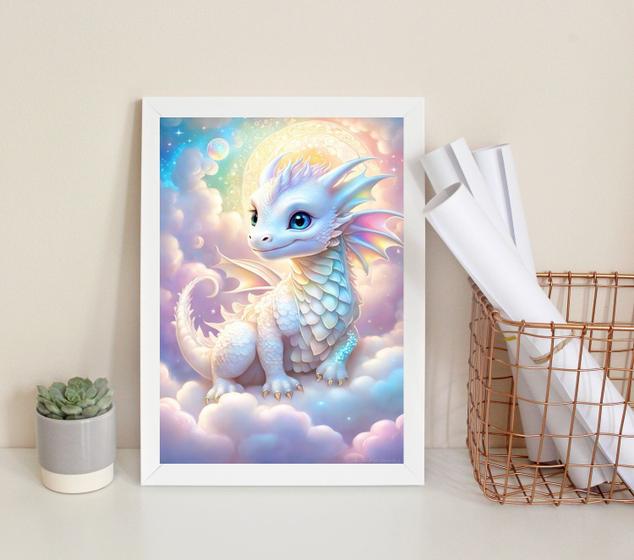 Imagem de Quadro Decorativo Bebê Dragão 33x24cm - com vidro