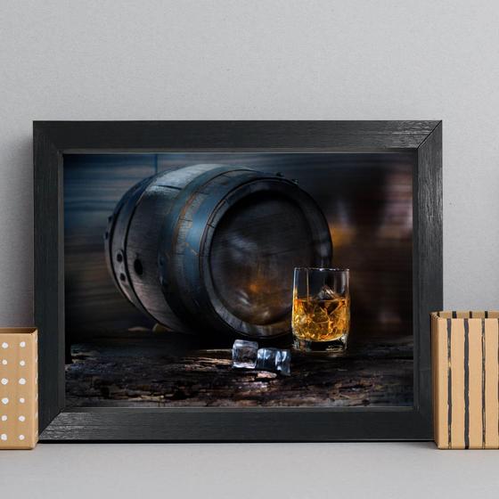 Imagem de Quadro Decorativo Bebida Bar Whisky 33x43cm Moldura Preta