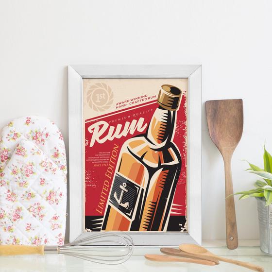 Quadro Decorativo Bebida Vintage Rum 33x43cm Moldura Branca - Quartinhos Imagem de Quadro Decorativo Bebida Vintage Rum 33x43cm Moldura Branca
