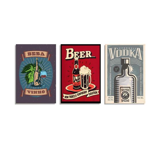 Imagem de Quadro Decorativo Bebidas Cerveja Churrasco Kits 3 Uni 034