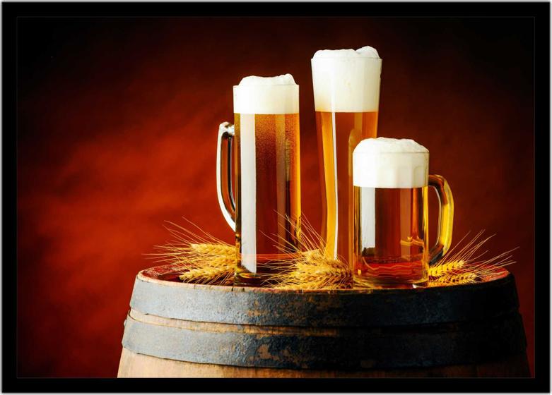 Imagem de Quadro Decorativo Bebidas Chope Cervejas Choperias Pub Bares Lanchonetes Com Moldura RC047