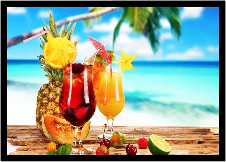 Imagem de Quadro Decorativo Bebidas Drink Coquetel Tropical Pub Bares Lanchonetes Com Moldura RC045