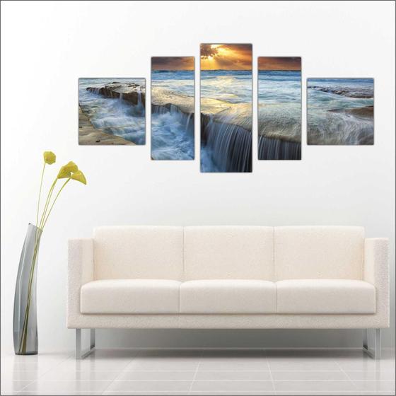 Imagem de Quadro Decorativo Belezas Naturais Cachoeira Paisagens 5 Peças