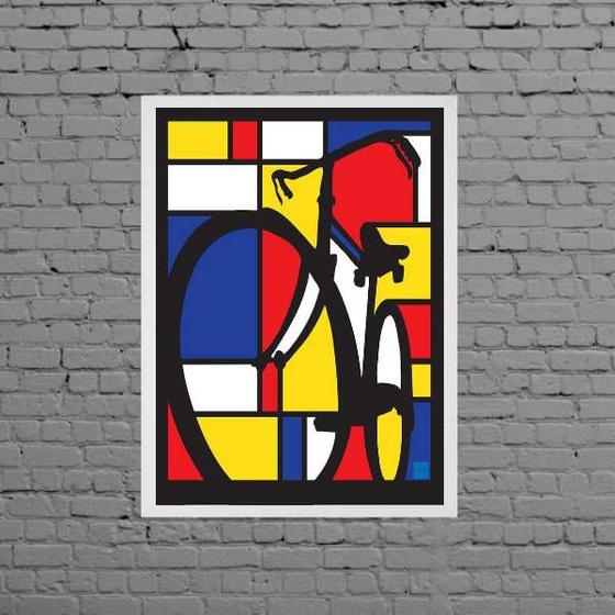 Imagem de Quadro Decorativo Bicicleta Mondrian 24x18cm - com vidro